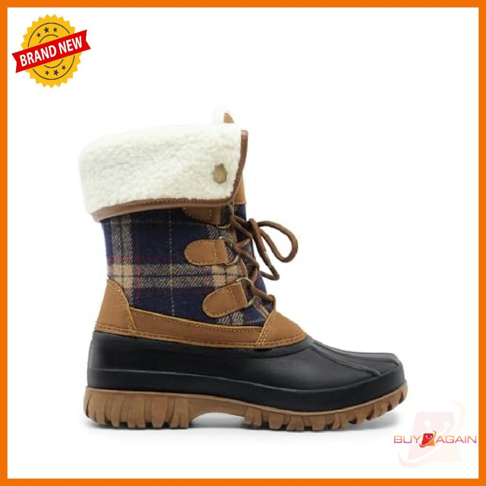 Women's Winter Duck Boots Waterproof Faux Fur Lined Snow Boots - Picture 3 of 8